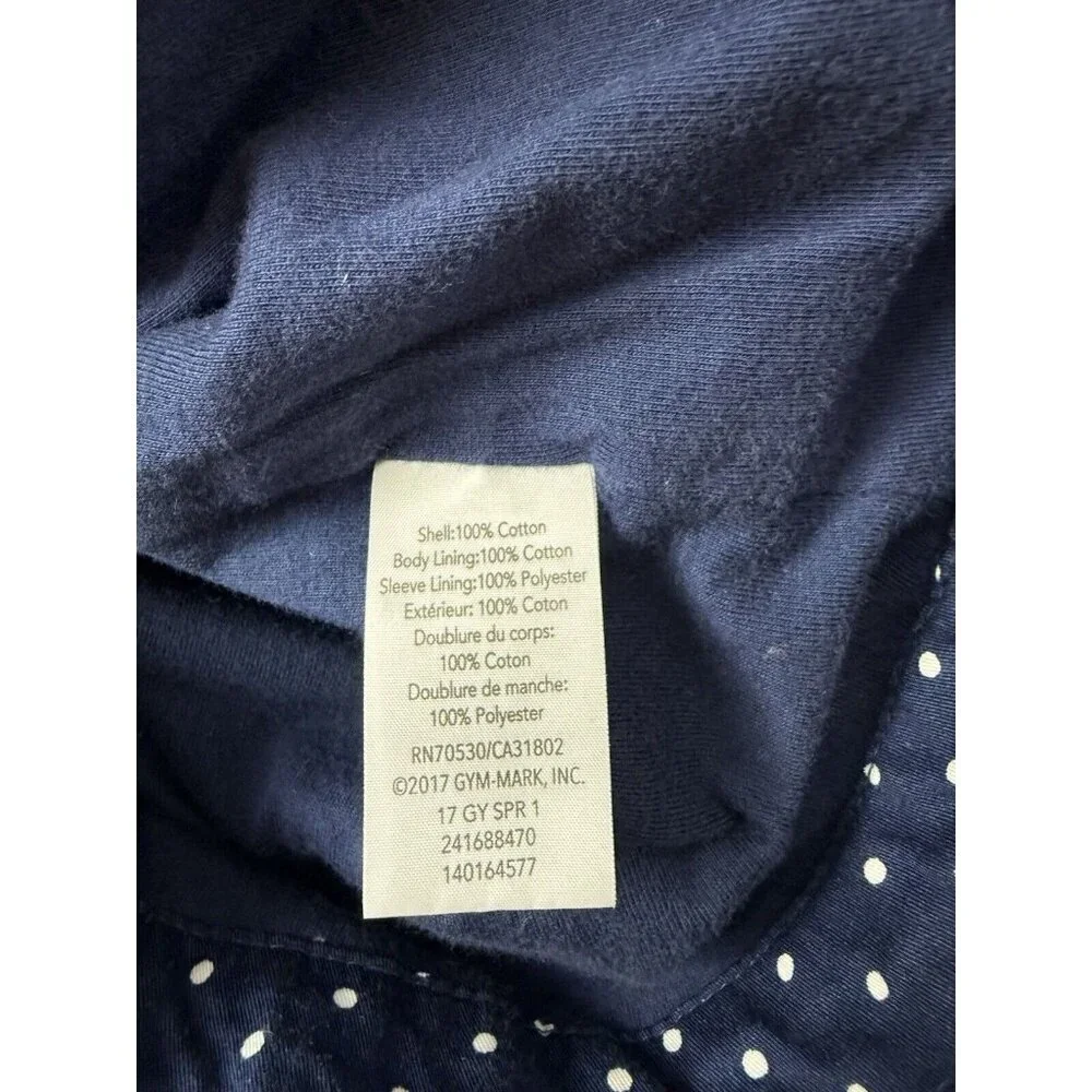 Gymboree Toddler Girls 4T Navy Blue White Polka Dot Coat Jacket Zip Pockets Bows